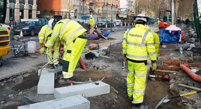 construction hi vis workwear and embroidered clothing